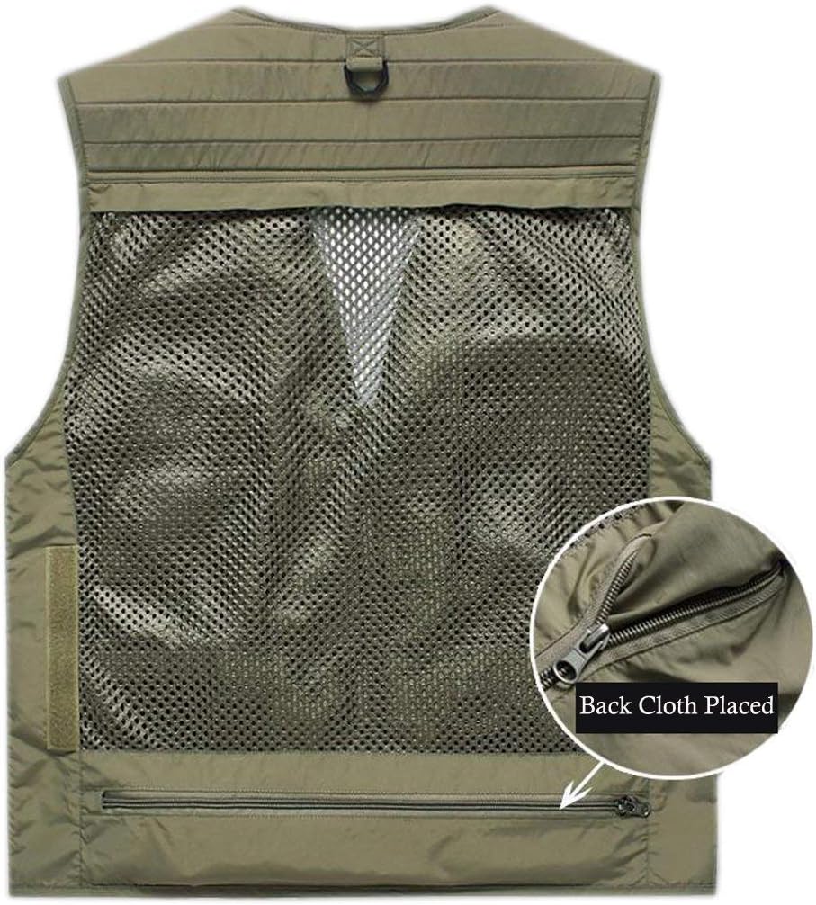 Hotmiss Men's Fishing Vest with 15 Multi Pockets Travel Photography Vest Outdoor Hunting Breathable Jackets