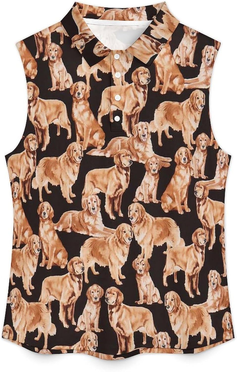 Cute Gold Retriever Dog Women's Golf Shirt Sleeveless Polo Shirts Tank Tops Blouses Tennis T-Shirts Casual