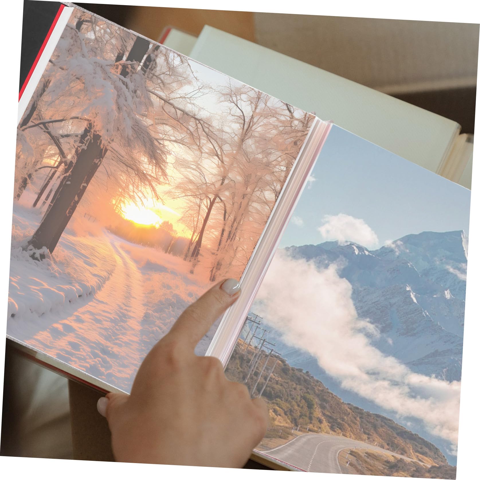 Yardwe Album Photo à Fenêtre Autocollant en Lin et Plastique, 20 Pages Adhésives avec Stylo et Raclette, Pratique pour Mariage et Stockage de Photos