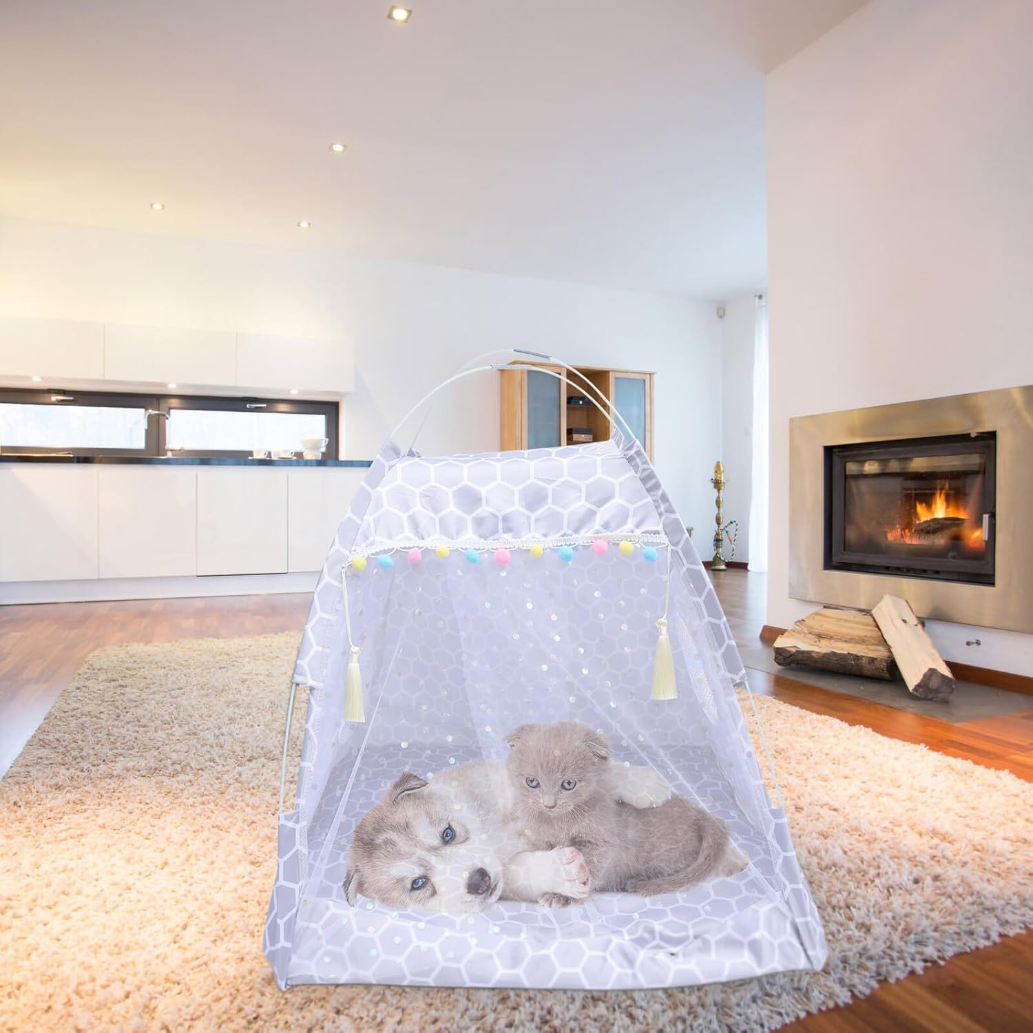 Mobestech Pet Tent House Waterproof Indoor Pet Bed Tent with Removable Washable Cover, Breathable Mesh Small Dog and Cat Shelter XL for Summer Comfort