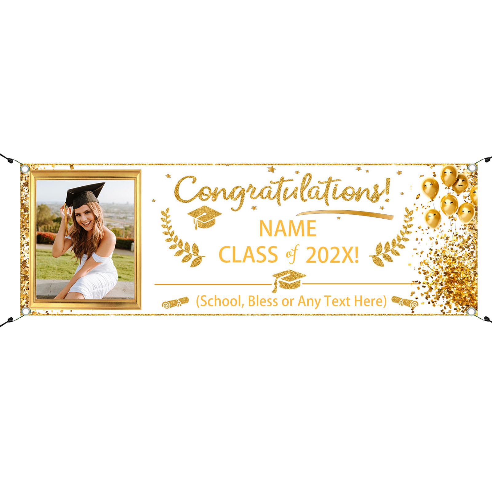 FAHOXUMR Personalised Graduation Banner Class of 2026 Graduation Banner as Graduation-Party Decorations, Custom Grad Backdrop as Personalised Gifts for Grad Day (3.3x10 ft-White)