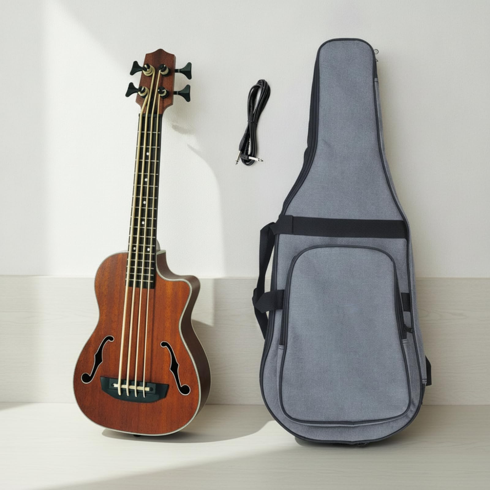Bass Ukulele Basso Acustico Elettroacustico 30 Pollici Corpo in Tastiera in Palissandro Accesso Facile Ai Tasti Corde, style to 3