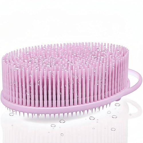 Exfoliating Body Scrubber Silicone - Textured Back Scrubber Shower Brush - Avilana Bath Loofah Alternative Dual Sided - Gentle Smoothing Body Wash Tool Rough Skin - Gift Women Men