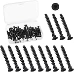 Swpeet 50Pcs M7 x 50mm Black Zinc Plated Carbon Steel Confirmat Screws Assortment Kit, Phillips Drive Countersunk Self-Tapping Furniture Connecting Screw for Assembly and Mounting