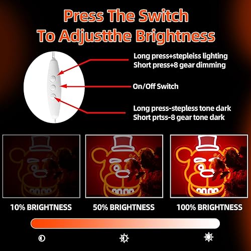 Miniatura 3 de Freddy - Letreros de neón para decoración de pared, luces LED de neón para dormitorio, cumpleaños, regalos de Navidad para niños, adaptador de Cinco