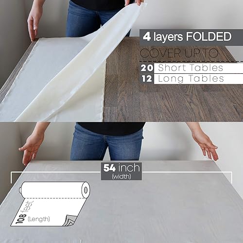 Miniatura 5 de Neatiffy - Rollo de mantel de plástico desechable e impermeable de 54 pulgadas x 108 pies, para mesas de cualquier forma, pícnics, fiestas,