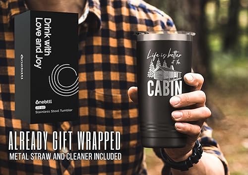 Miniatura 6 de Onebttl Regalos para propietarios de cabaña, regalos de cabaña para hombres, taza Life is Better at the Cabin Cup de 20 onzas, regalo para amantes