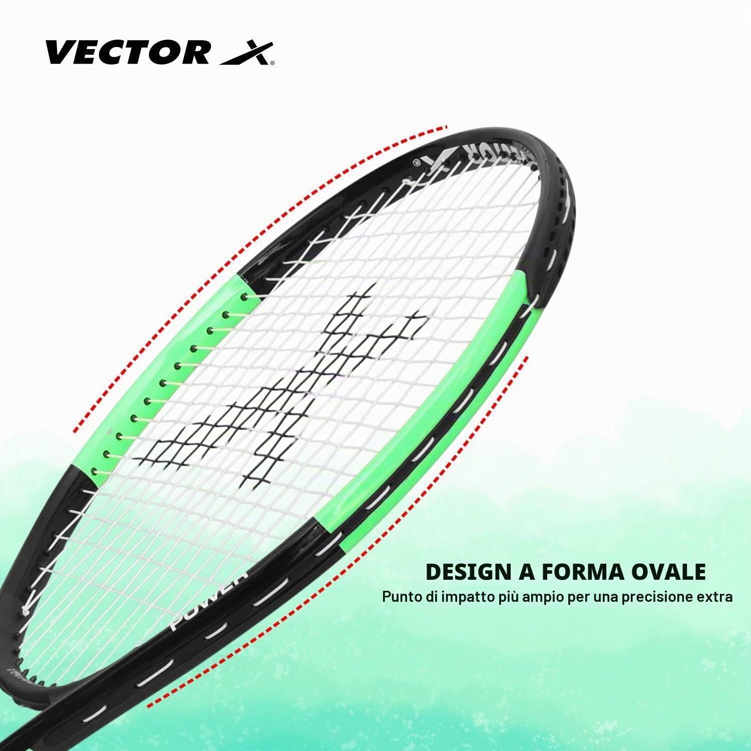 Vector X VXT-520-1 Strung Tennis Racquet | For Men and Boys | Material: Aluminum | Super Lightweight | Beginners to Intermediate Level