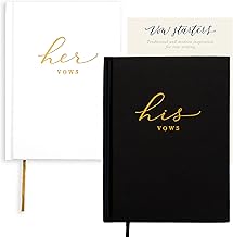 J&A Homes Wedding Vow Books His and Hers – Perfectly Sized, Hardcover Vow Booklets with Gold Foil Lettering – Vows Book Her & Him, Wedding Essentials Idea, Wedding Registry Gifts (Black Ivory, Gold)
