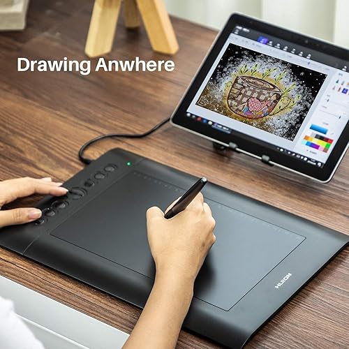 Miniatura 7 de HUION H610PRO V2 Graphic Drawing Tablets 10x6 inch Digital Drawing Pad for ComputerMac, 8192 Battery-Free Pen Tilt Function, Glove and 18 Pen Nibs