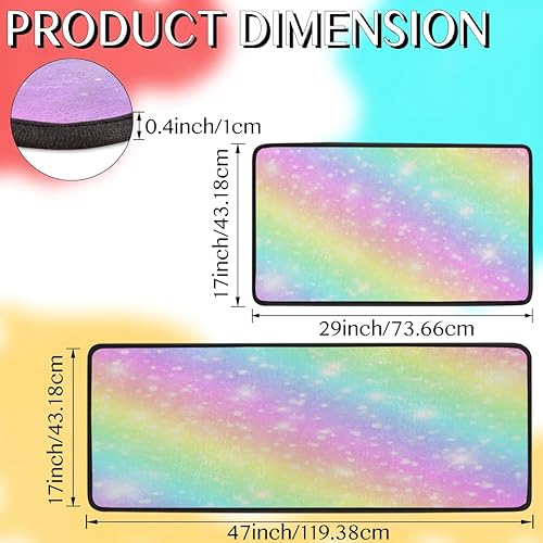 Miniatura 2 de Juego de 2 tapetes de cocina con diseño de arco iris de galaxia para piso, tapete acolchado antifatiga, de pie y cómodo para escritorio, fregadero,
