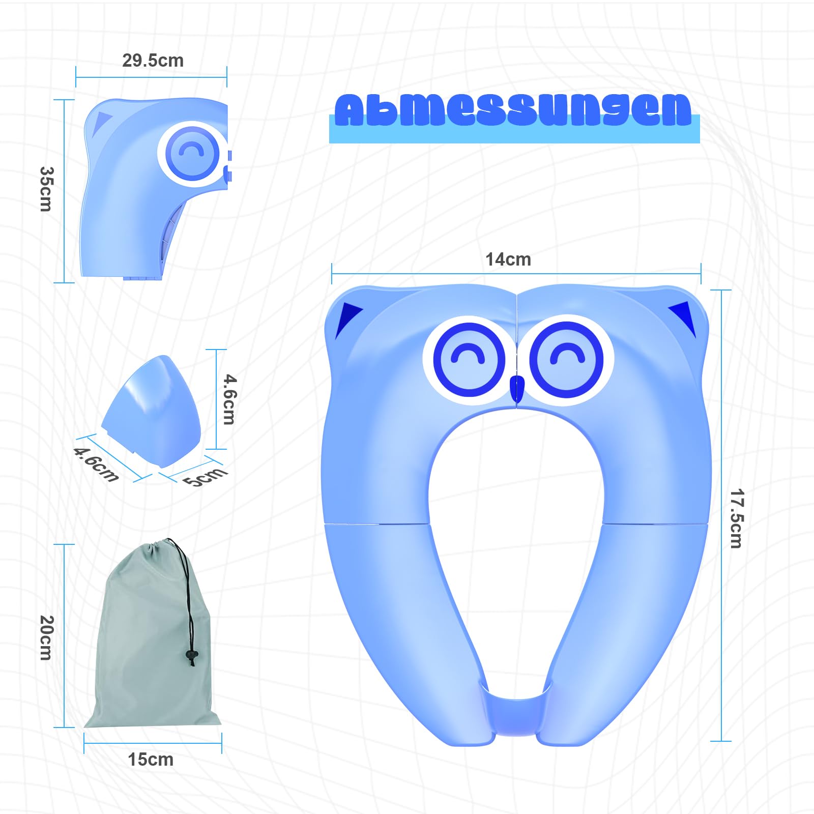 SURFOU Reducteur Toilette Enfant Pliable, Bébé Réducteur de WC Voyage Antiderapant, Cuvette Portable Rehausseur Adaptateur Toilet Seat Toddler Bleu