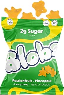 Blobs Gummy Candy - 2g Sugar Healthy Gummies - Low Net Carb & Low Calorie - No Sugar Alcohols, Vegan, Gluten Free, No Dyes -1.8 oz per bag (Pack of 6) - Pineapple Passionfruit