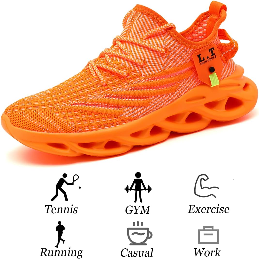 Mens Running Shoes Gym Slip on Sneakers Non Slip Walking Tennis Sports Work Athletic Workout Casual Lightweight Breathable Fashion