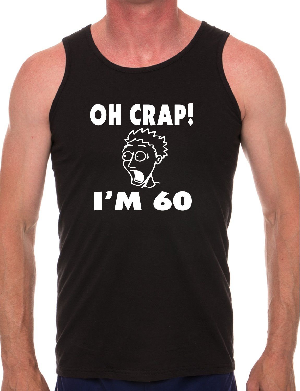Print4u Men's Black Oh Crap I'm 60 60Th Birthday Vest Tank Gym Top Large