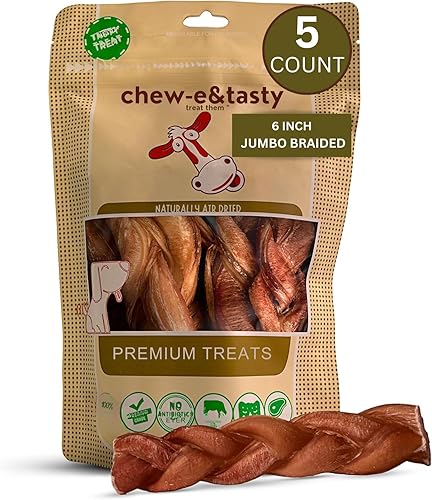 Miniatura 7 de chew-e&tasty 11-12" Bully Sticks for Dogs (1 LBS Pack) - Dog Treats Single Ingredient Long Lasting High Protein - Natural Odor Free Grass-Fed Dental