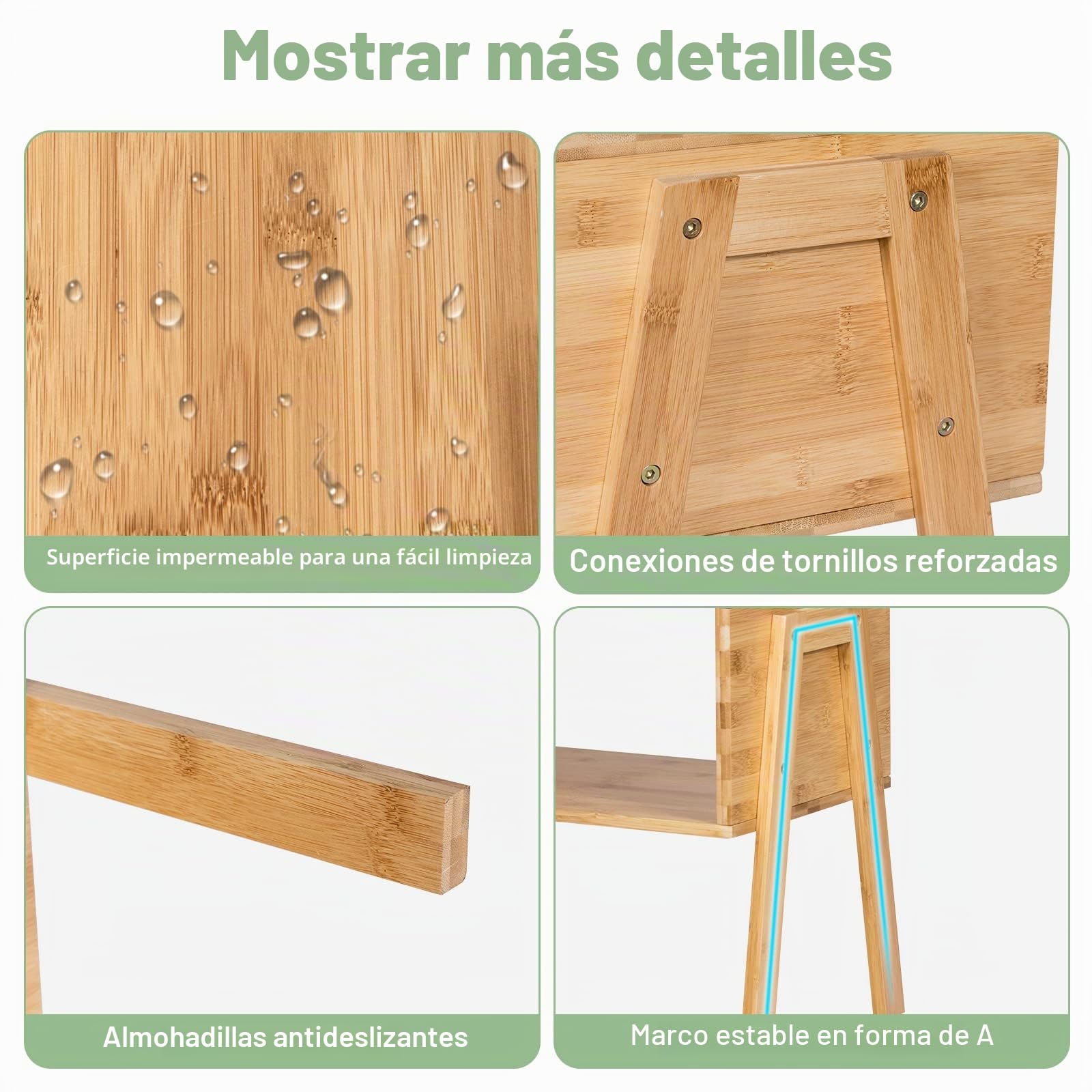 GIANTEX Juego de 2 Mesas Auxiliares de Bambú, Mesitas de Noche, Apilables,Capacidad de Carga de 50 kg,43 x 29 x 42 cm