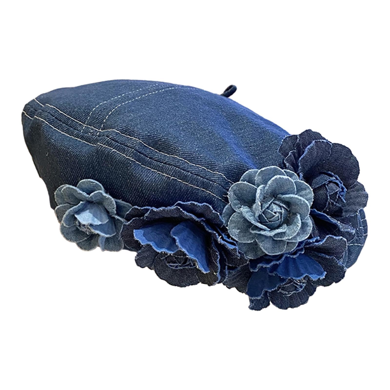 Women Beret Hat Denim Hat Stylish Casual Birthday Gift Painter Hat Costume Hat for New Year Traveling Party Summer Outdoor, Denim Color