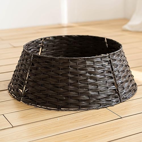 Miniatura 7 de Falda de cuello para árbol de Navidad, hecha a mano, mimbre artificial, soporte de Navidad, base de árbol de Navidad, anillo de árbol de Navidad