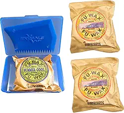 Kit Surf Básico: Caixa Porta Parafina + Raspador + Parafina Surf Fuwax 80g