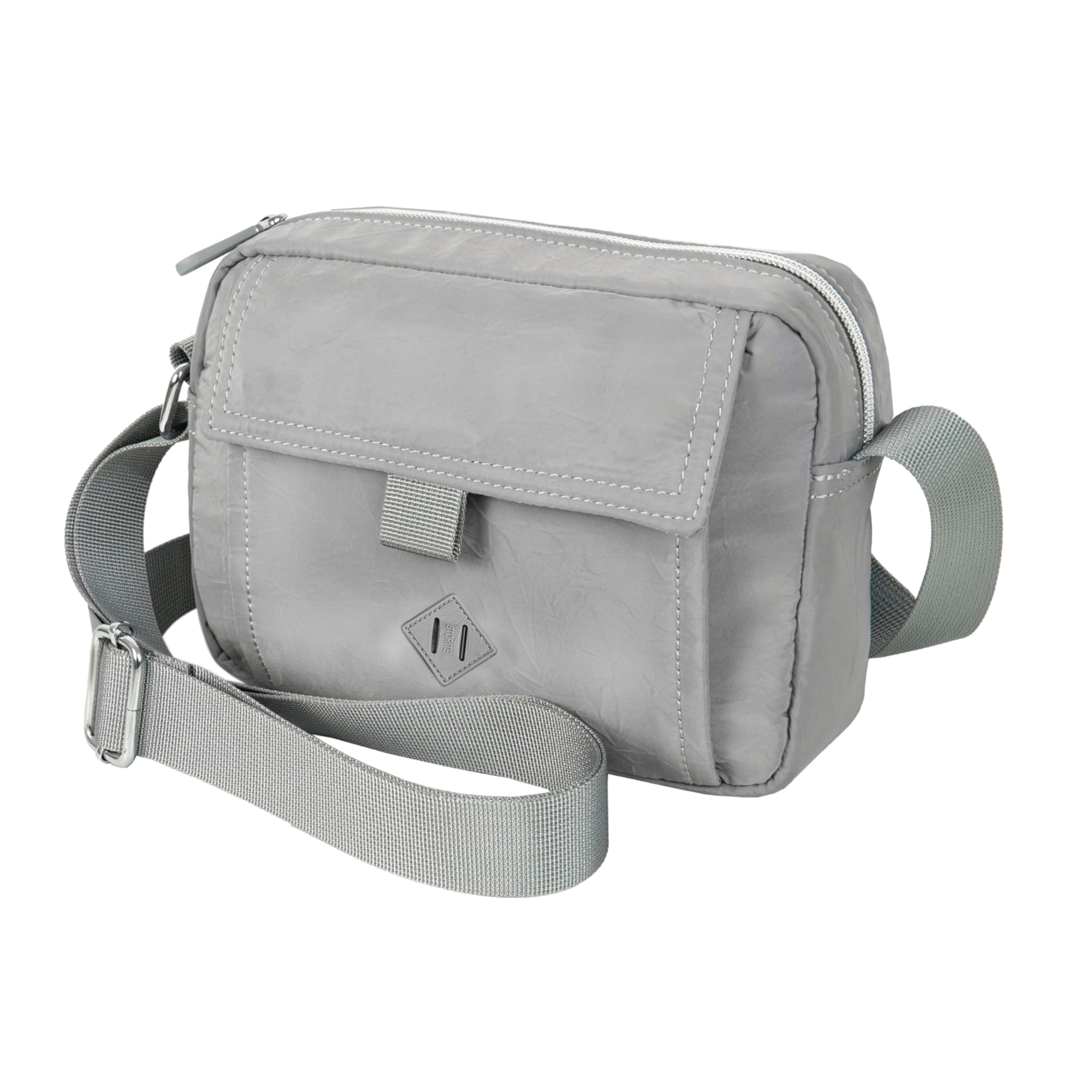 Storite Womens Stylish Small Nylon Lightweight Sling Crossbody Shoulder Bag, Portable Ladies Purse with Adjustable Single Strap (20.5cm x 14.5cm x 6cm, Grey) (B0D93NCN42) Amazon Price History, Amazon Price Tracker