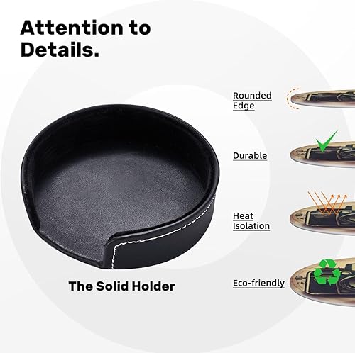 Miniatura 3 de 6 posavasos redondos de cuero con soporte retro para cámara, para bebidas, taza de café, resistente al calor, para protección de mesa, accesorios de