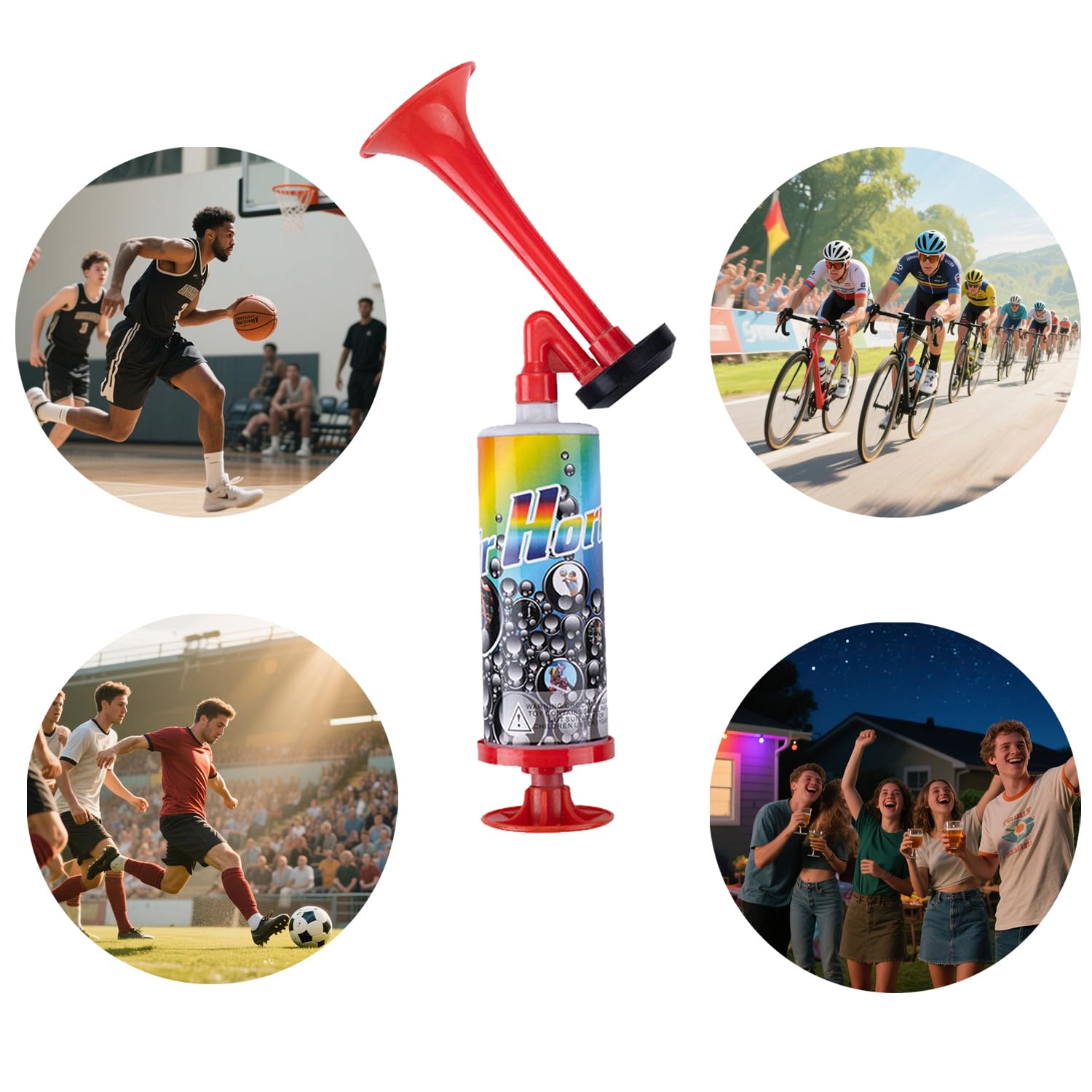 2 Piezas Bocina de Aire Comprimido, Bocina de Señalización con Bomba, Bocina de Estadio Reutilizable, Bocina de Gas,Herramientas para Eventos Deportivos, Fiestas Festivas, Señales de Emergencia