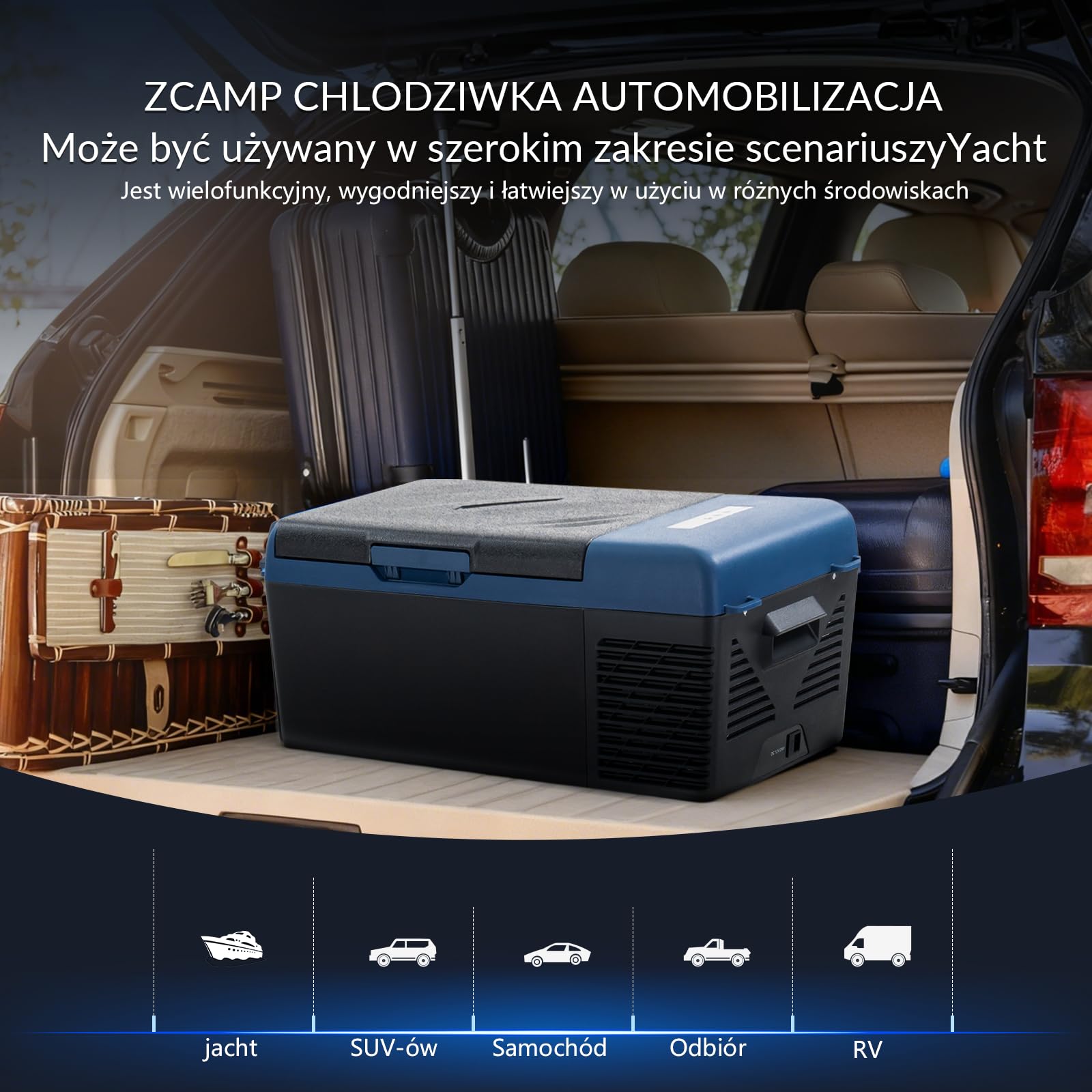 KI15 lodówka turystyczna 15L, mini lodówka kompresorowa, elektryczna, przenośna, lodówka turystyczna, zamrażarka 12/24V dla samochodów ciężarowych, łodzi, -20℃ do 20℃