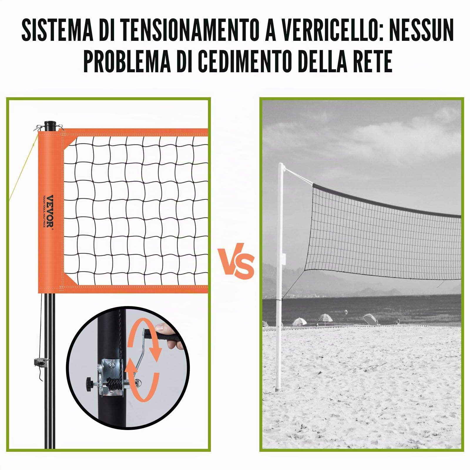 VEVOR Sistema di Rete da Pallavolo - Pali in Alluminio Unisex Adulto