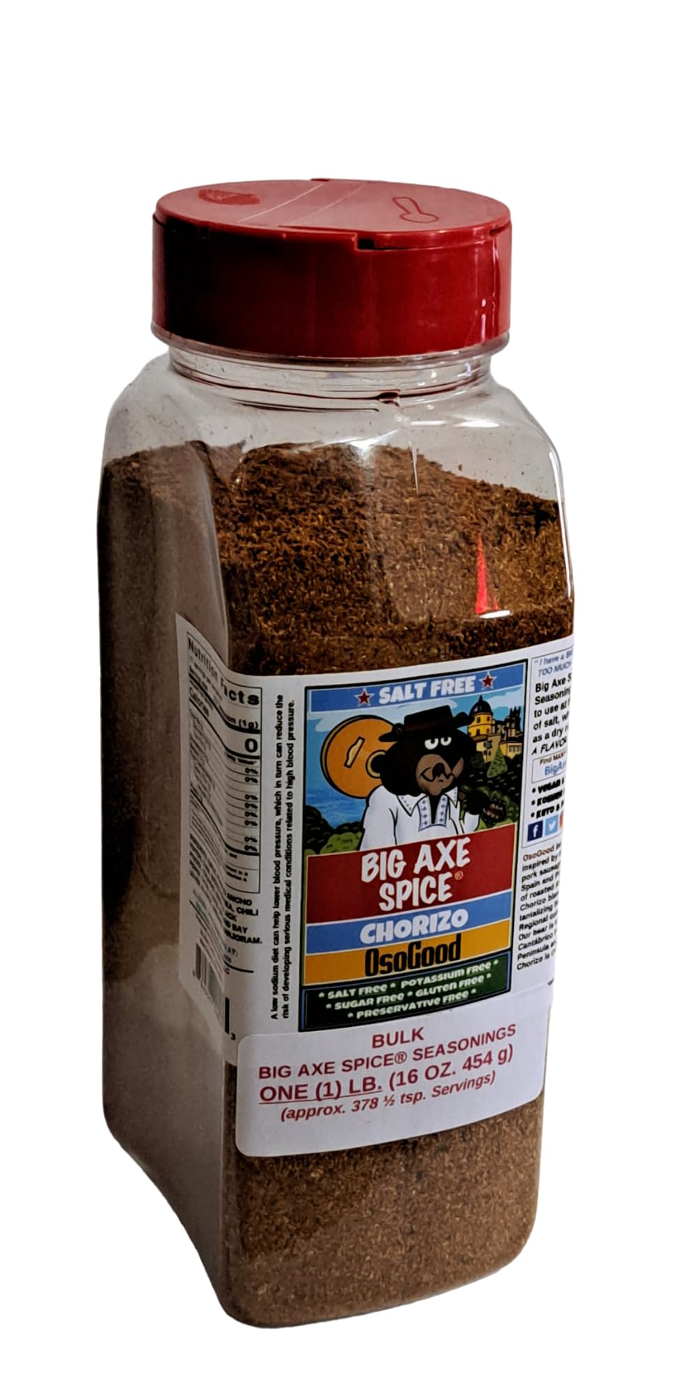Chef Size Bottle 16 oz. OsoGood Chorizo - Big Axe Spice Salt-Free Seasonings Bulk