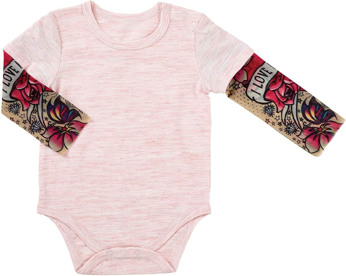Stephan Baby Snapshirt-Style Diaper Cover with Tattoo Sleeves, Pink, 6-12 Months