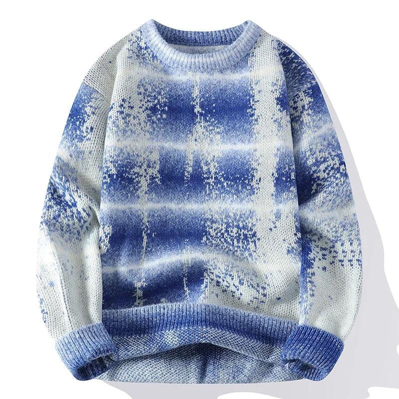 Men's Gradient Tie-Dye Knit Sweater Street Loose Fit Casual Crew Neck Pullover2