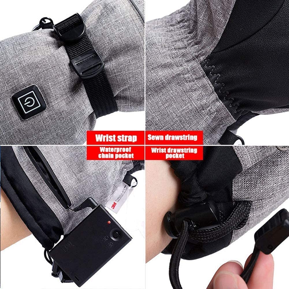 Guantes térmicos Guantes térmicos de Invierno Guantes a Prueba de Viento para Hombres y Mujeres Ciclismo al Aire Libre Motocicleta Camping, 3 Niveles de Control de Temperatura