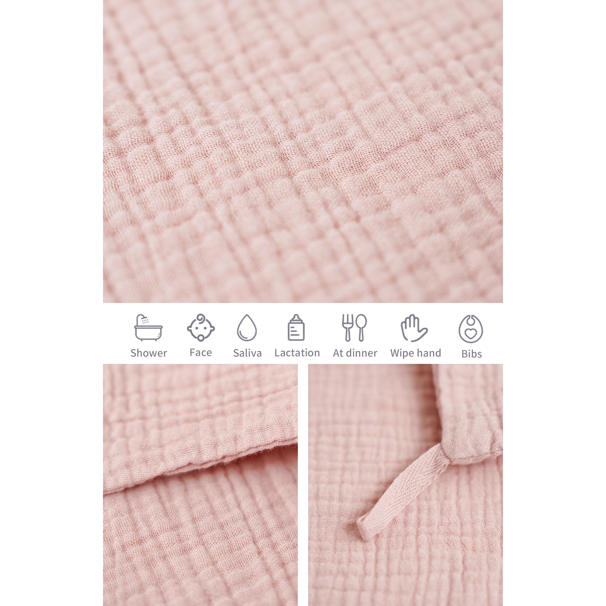 Versainsect nssy 6 Pack Baby Muslin Washcloths para Unisex 100% algodón lavado ropa set para bebé cara cuerpo cómodo y suave para recién nacido Infants niños niñas y niños