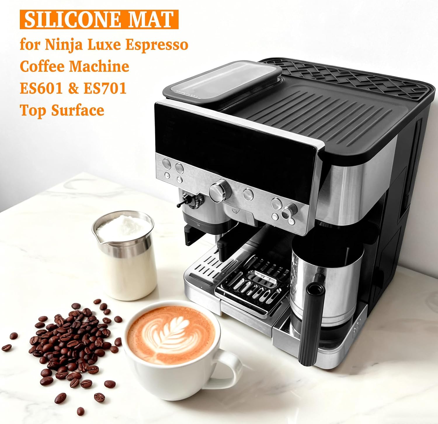 Top Surface Protection Mat for Ninja Luxe Espresso Coffee Machine ES601 & ES701 - Food-Grade Silicone, Waterproof, Heat-Resistant, and Easy to Clean. Coffee Machine Accessory for Ninja Luxe Espresso image 2