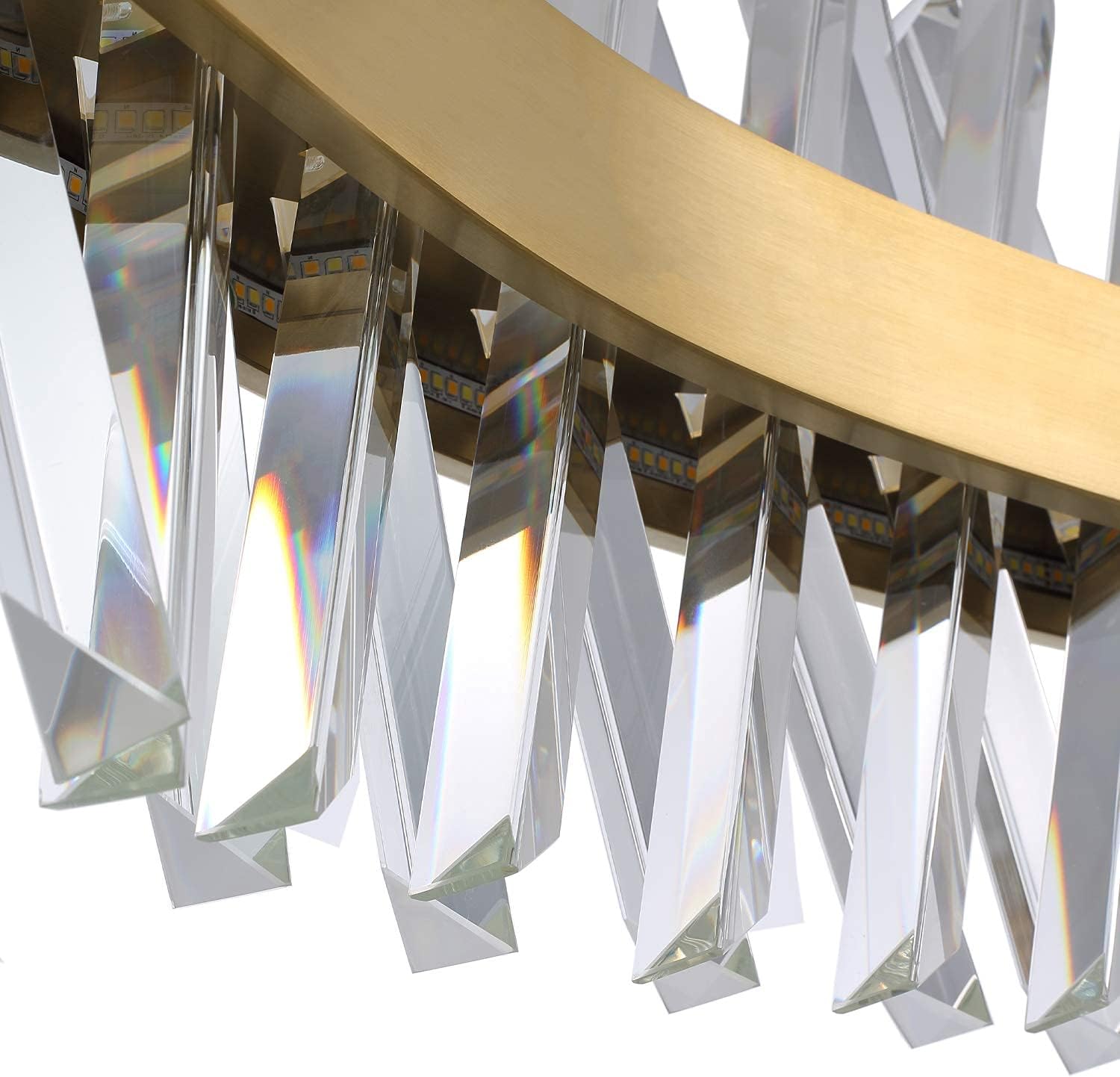 Super Big Clearance! APBEAMLighting X-Shape Crystal Chandelier Gold Modern Led Pendant Lighting Metal Hanging Light Fixture for Dining Room Kitchen Island 27.5 Inches