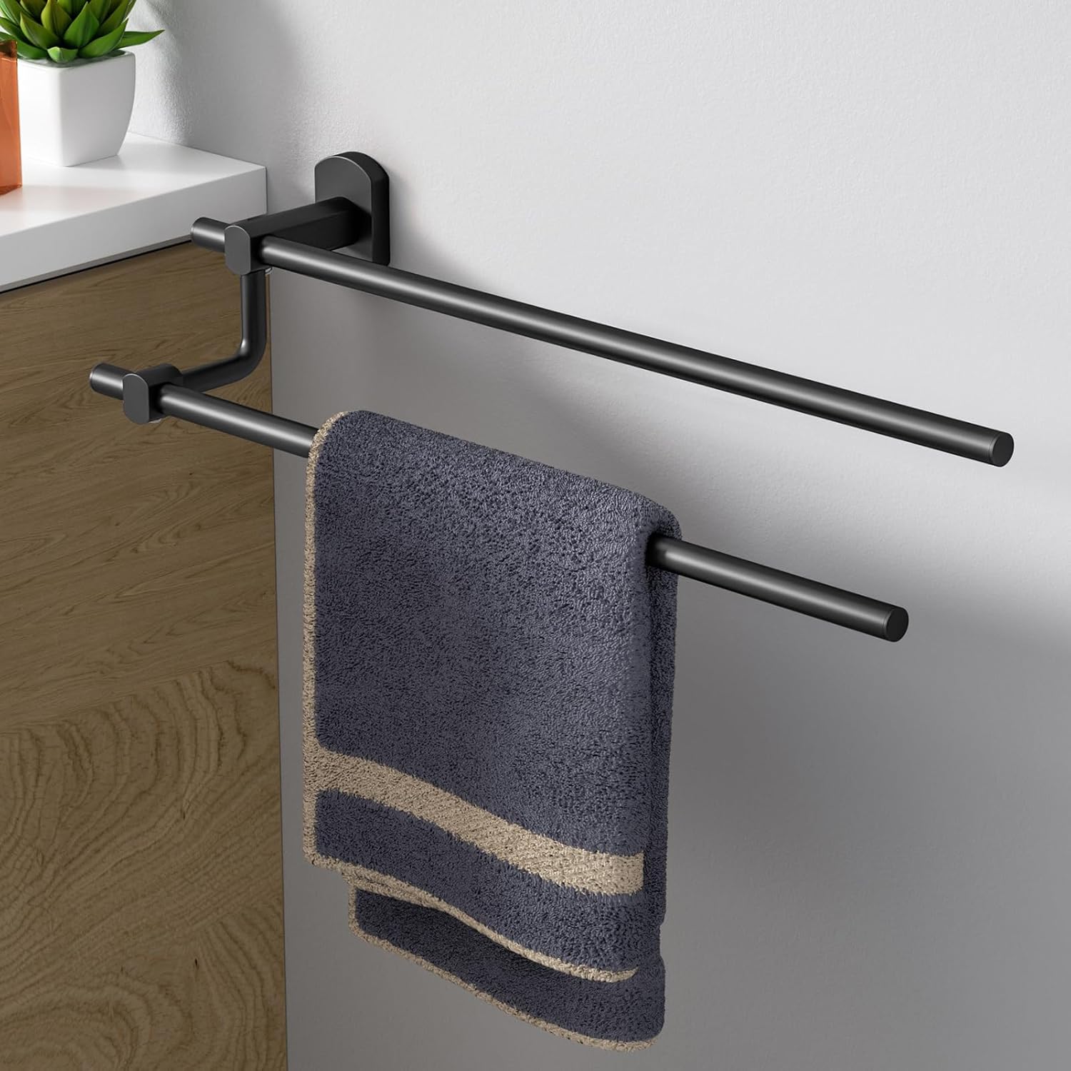 Towel Rail 2 Arm 40 cm Bathroom Towel Rail Wall Mounted,adjustable