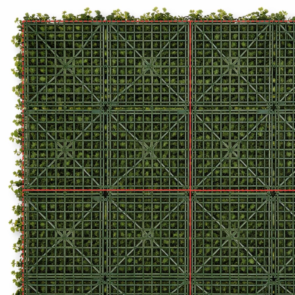 Pannello Siepe Artificiale 100x100 cm, Modulo Verde Decorativo per Parete, Giardino Verticale Finto per Interni ed Esterni (Spring Garden)