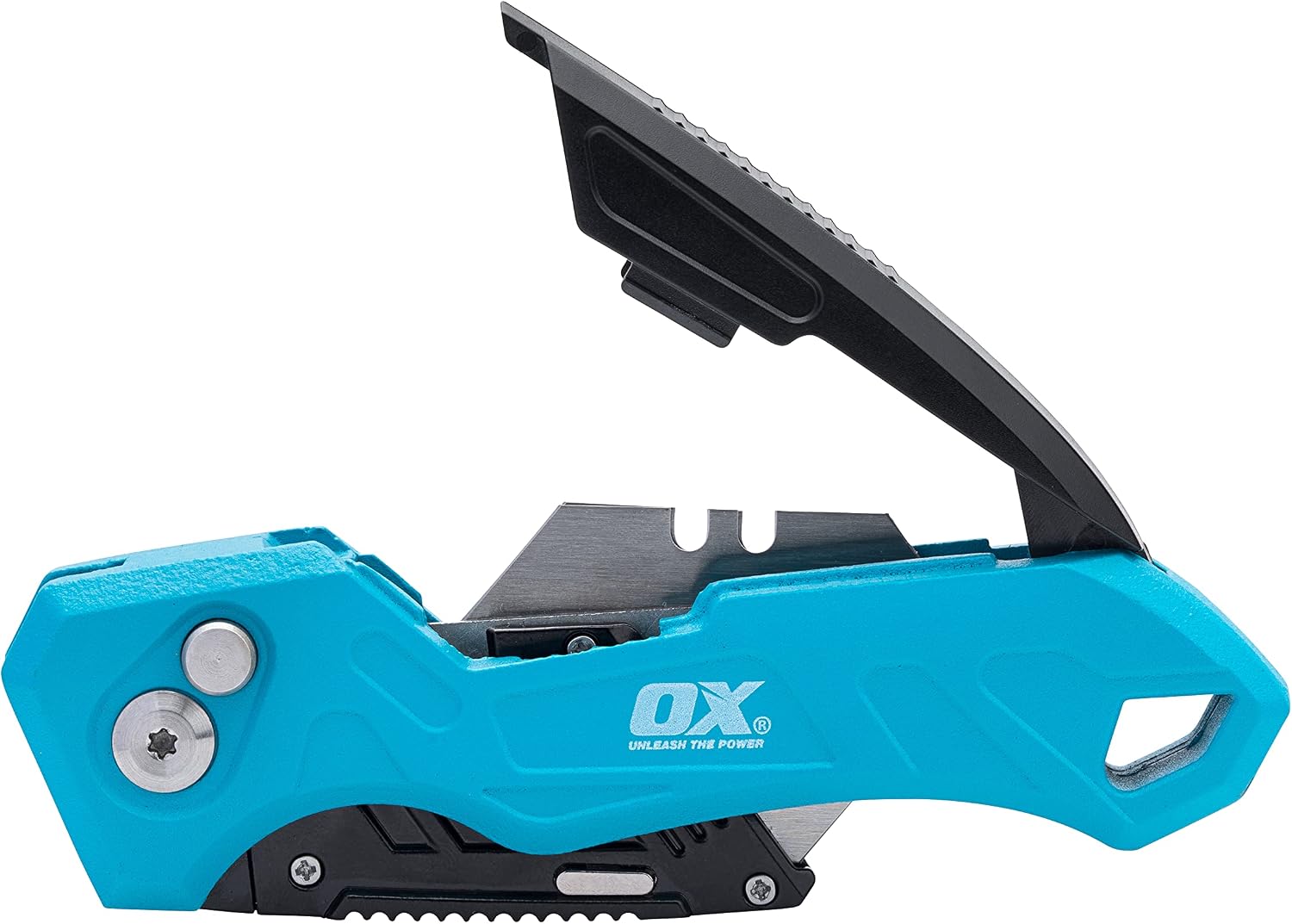 OX TOOLS P224301 Pro Heavy Duty Fixed Blade Folding Knife, Blue / Black, Single - Image 4