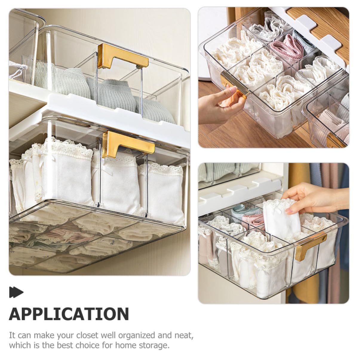 Organizer Multiuso per Biancheria e Calzini in Pet Scomparti Multipli e Coperchio, per Armadio e Conservazione Domestica Ordinata