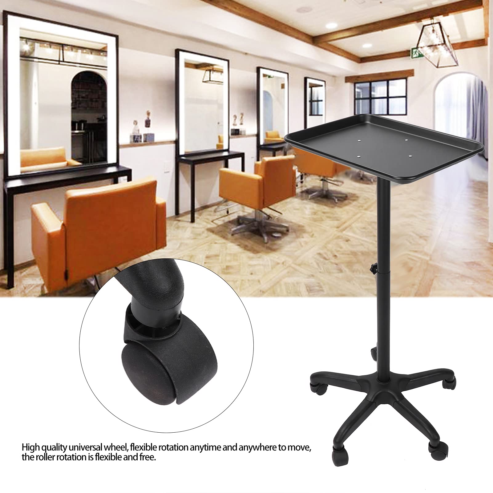Bandeja de Tatuaje para Carrito de salón, Carrito de Bandeja de salón con Plataforma de Almacenamiento, Equipo con Ruedas y Altura Regulable, para Carro Dental, Accesorio para Belleza