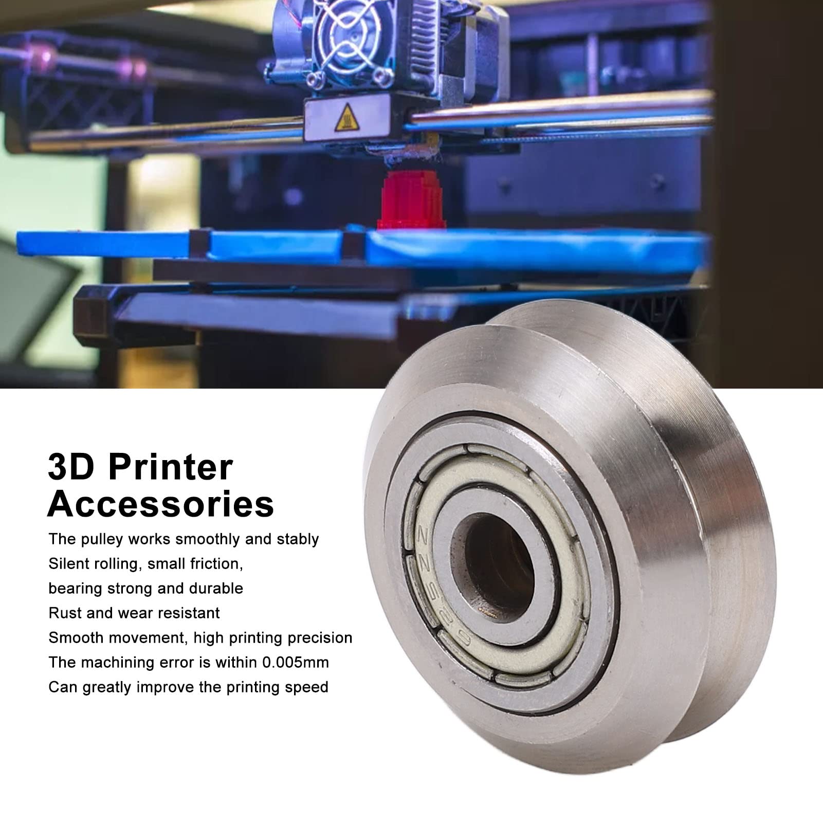 FLEXMAN 13Pcs V Pulley Wheel, Carbon Steel Rolling Smoothness Motor Grade Pulley Bearing 3D Printer Replacement Part for CR E16 ET4 ET5 10 10S 10