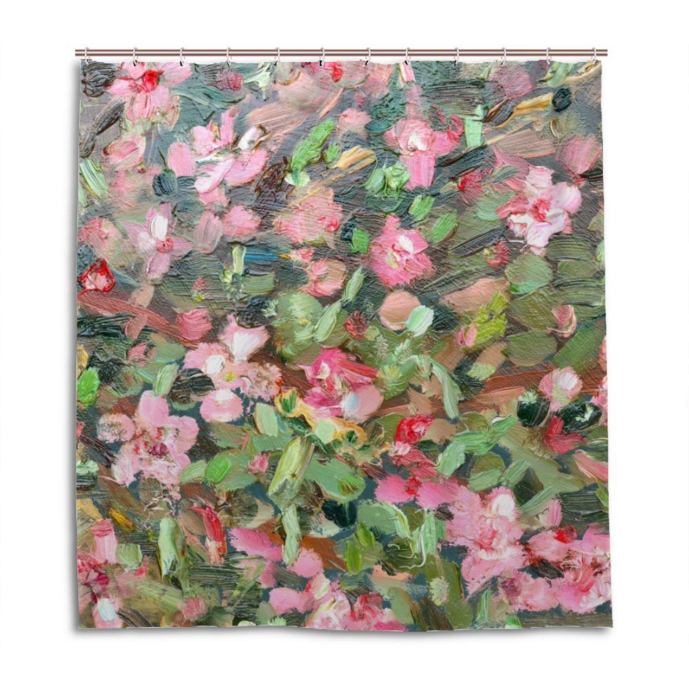 Rideau de douche en polyester CHEHONG à motif floral abstrait avec 12 crochets 183x183 cm