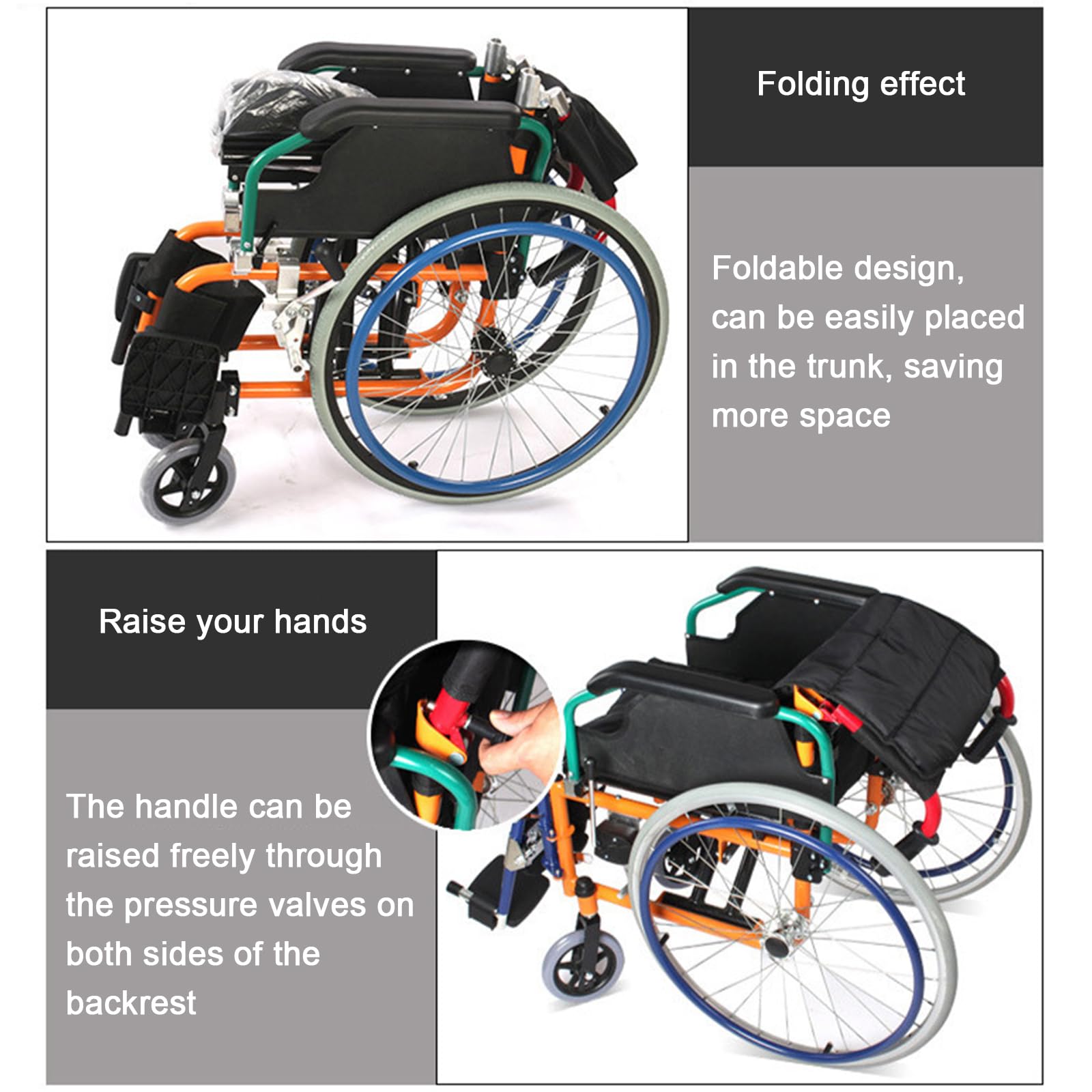 Silla De Ruedas Para Niños Ligera Y Plegable, Sillas De Ruedas Autopropulsadas, chasis de aleación de aluminio con una capacidad de carga de 75Kg,Silla de ruedas de tránsito(Seat width 30cm/11.8in)