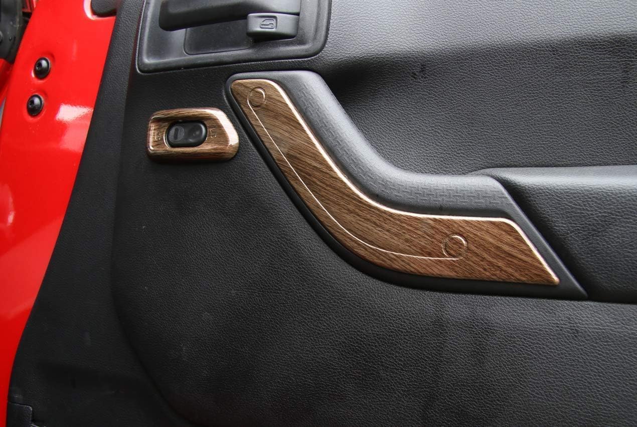18pcs/Set ABS Interior Mouldings Decoration Kit Trim Cover Compatible with Jeep Wrangler JK 4-Door 2011-2017 (Wood Grain)