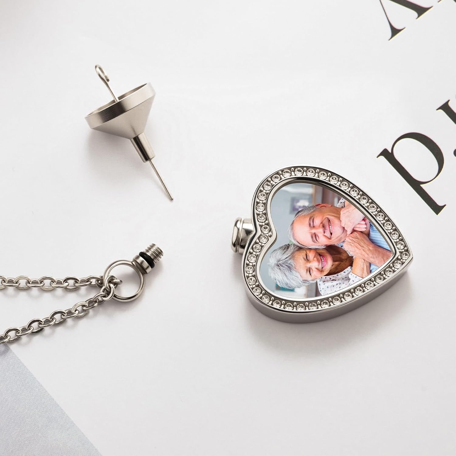 Custom Heart Urn Necklaces for Ashes Personalized Photo Ashes Necklaces Engraved Texts Cremation Jewelry Urns Keepsake Pendant for Women & Men
