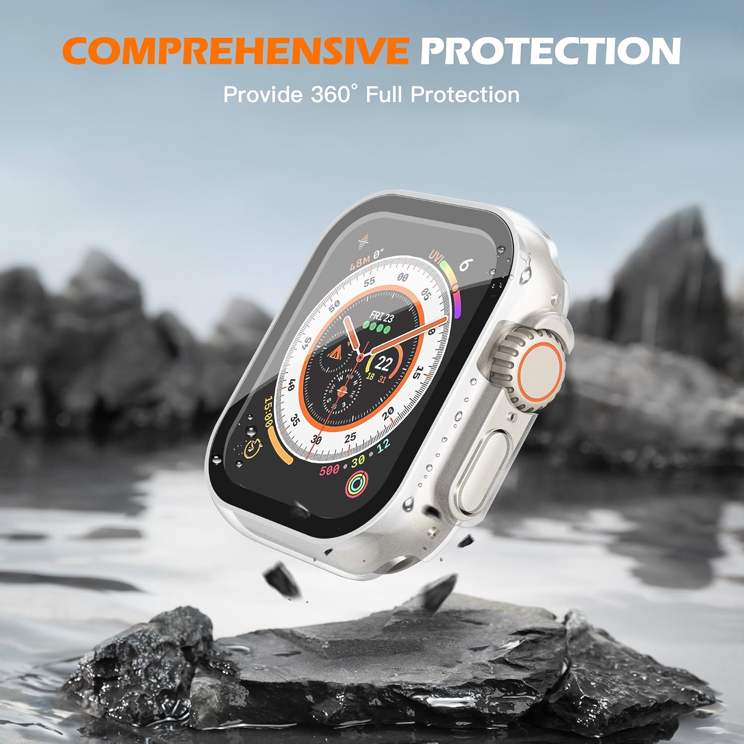 Misxi [2 Pack] Waterproof Case with Button Designed for 49mm Apple Watch Ultra 3 (2025) / Ultra 2 / Ultra, Protective PC Cover with Tempered Glass Screen Protector for iWatch, Matte Transparent