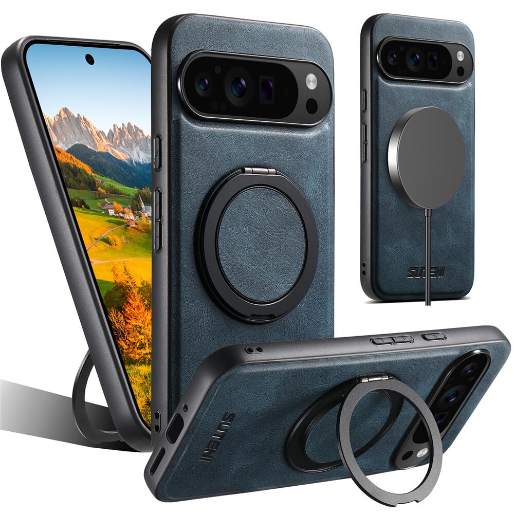 Housse Google Pixel 8 antichoc en silicone bleu et support vidéo