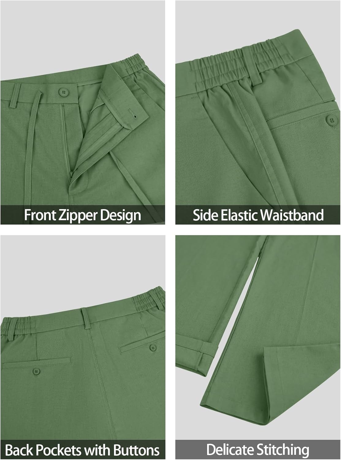 Mens Linen Pants Casual Linen Dress Pants Drawstring Summer Beach Lightweight Trousers with 4 Pockets - Image 6