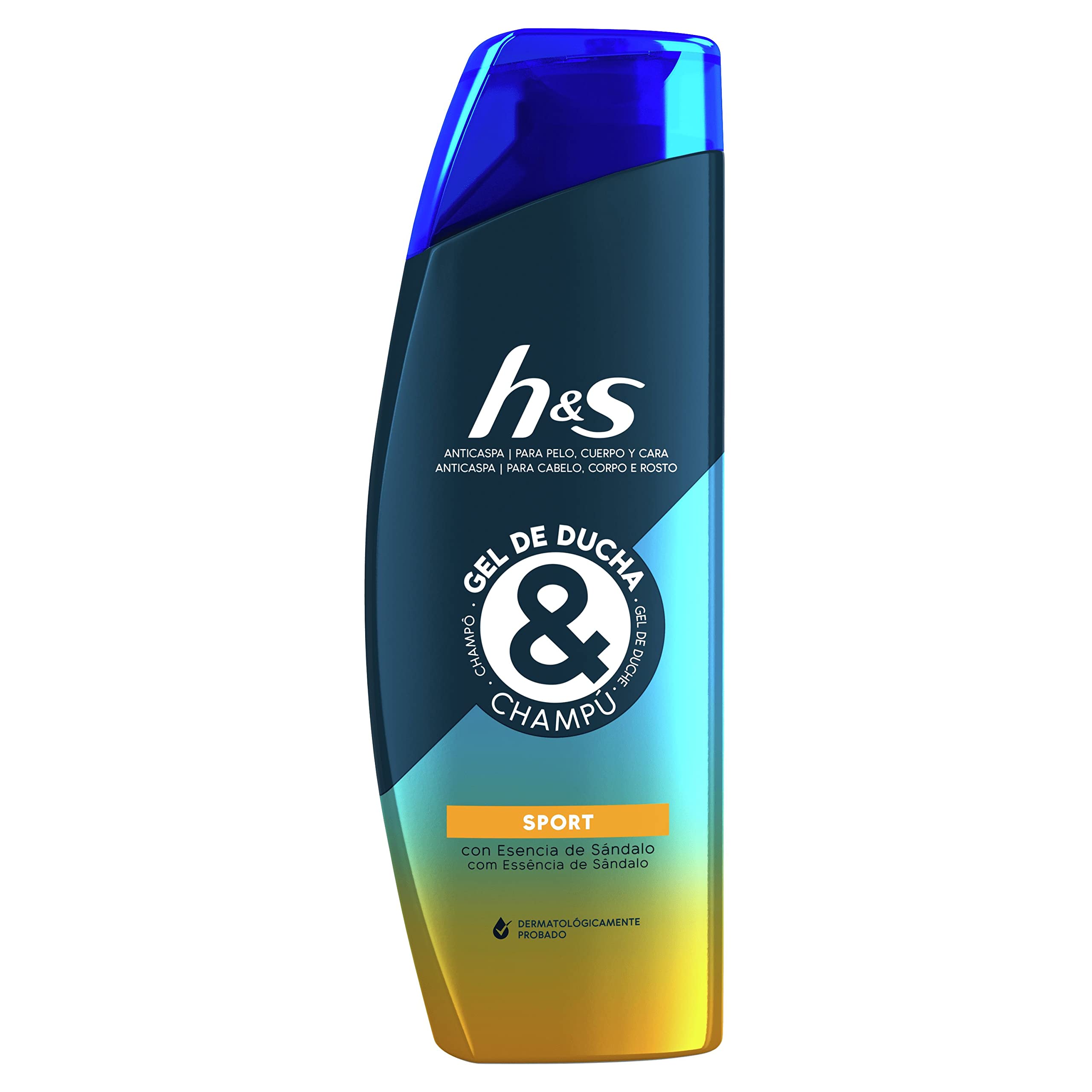 h&s Anticaspa Champú Y Gel De Ducha Para Pelo, Cuerpo Y Cara Para Hombre, Sport 300ml, Con Esencia de Sándalo x 6